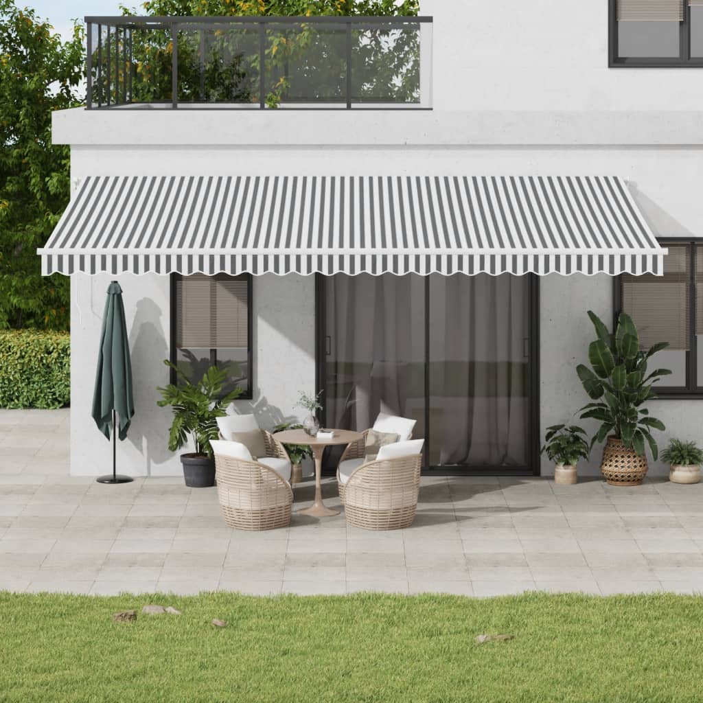 Toldo retráctil manual gris antracita y blanco 300x250 cm