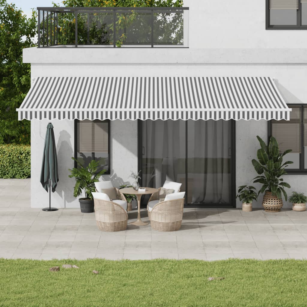 Toldo retráctil automático antracita y blanco 450x300 cm