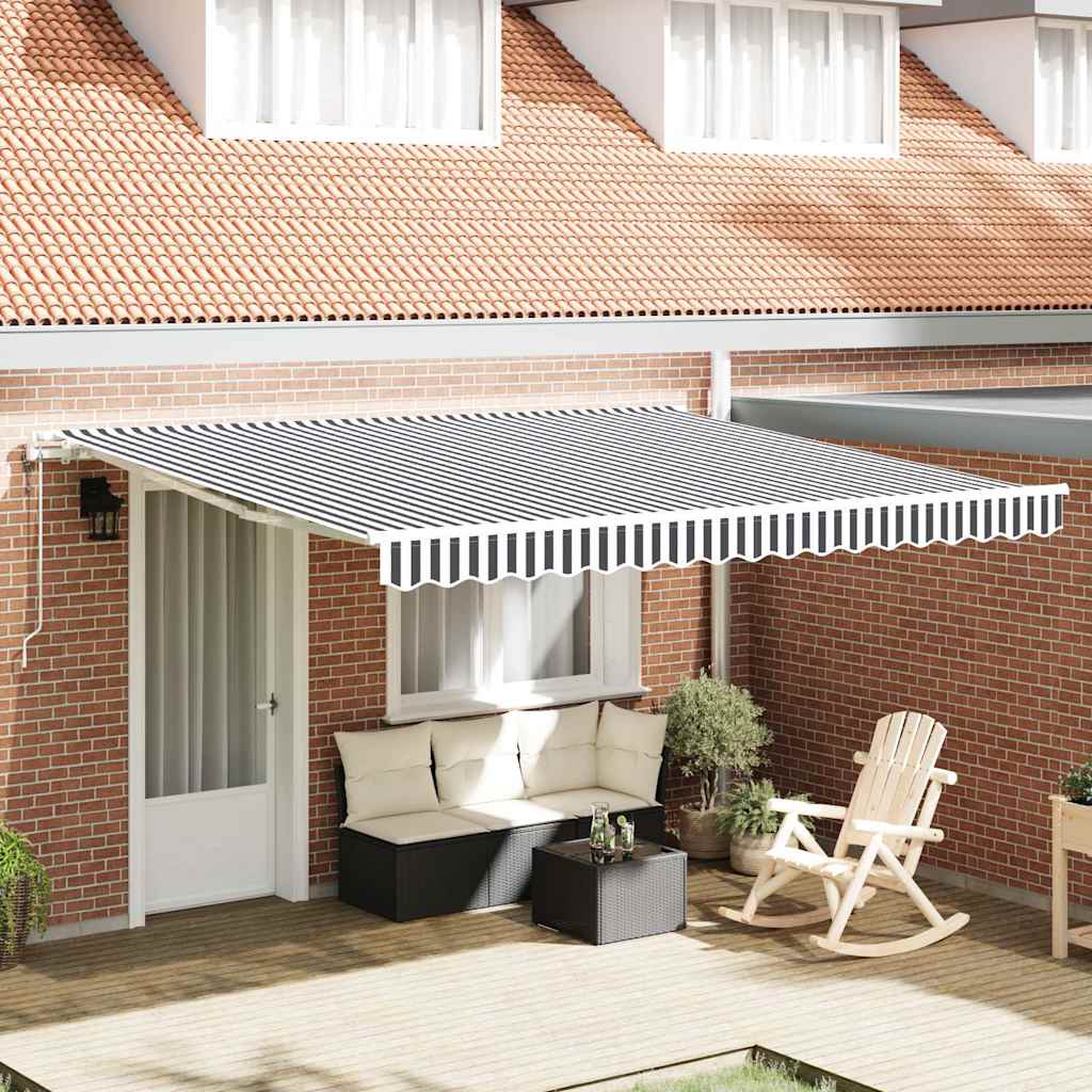 Toldo retráctil automático antracita y blanco 450x300 cm