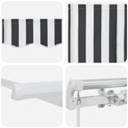 Toldo retráctil manual gris antracita y blanco 300x250 cm