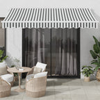 Toldo retráctil aluminio y tela amarillo y blanco 3,5x2,5 m