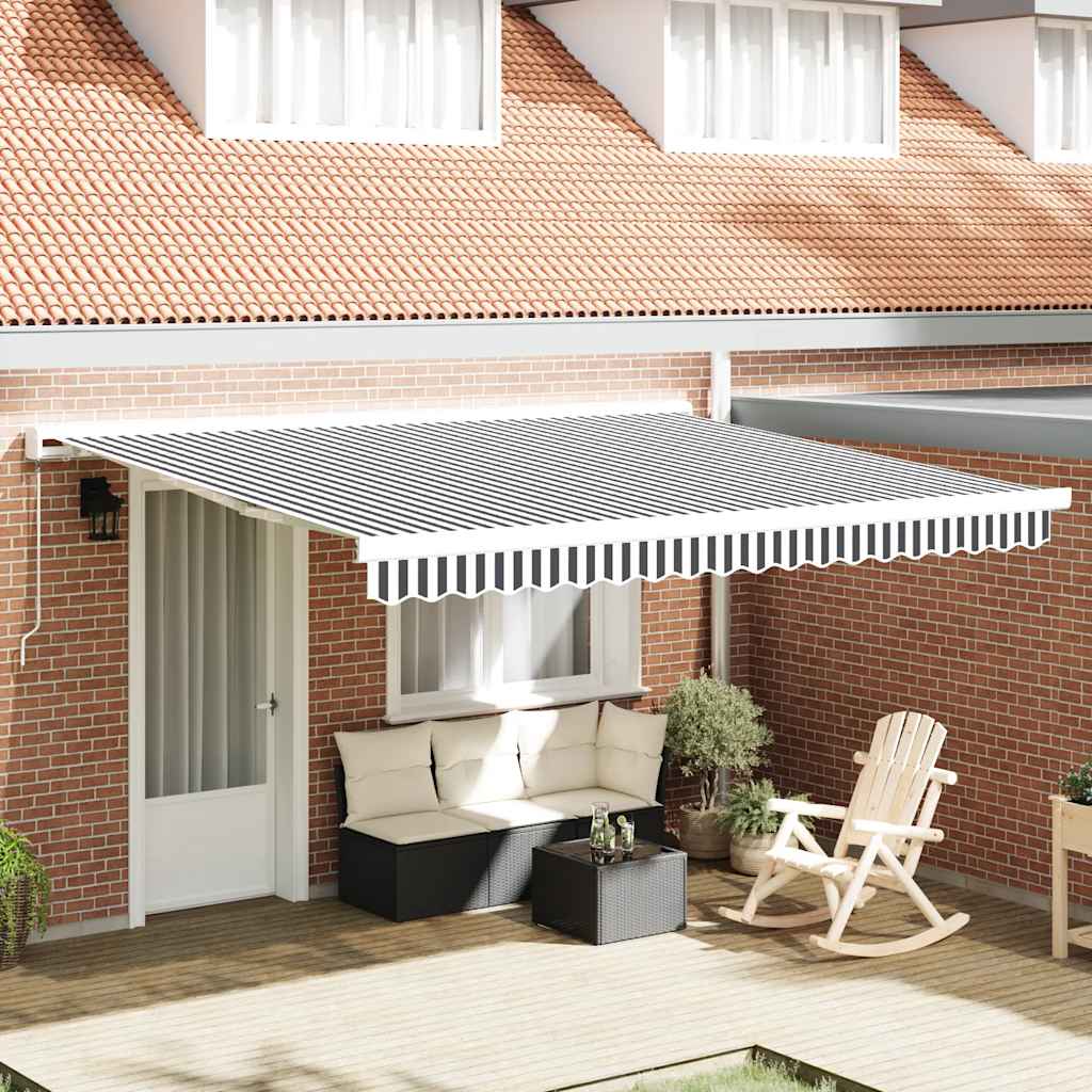 Toldo retráctil aluminio y tela amarillo y blanco 3,5x2,5 m