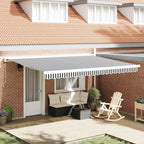 Toldo retráctil aluminio y tela amarillo y blanco 3,5x2,5 m