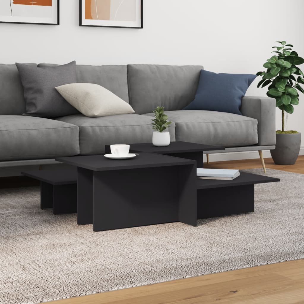Mesa de centro 2 uds madera contrachapada dorada