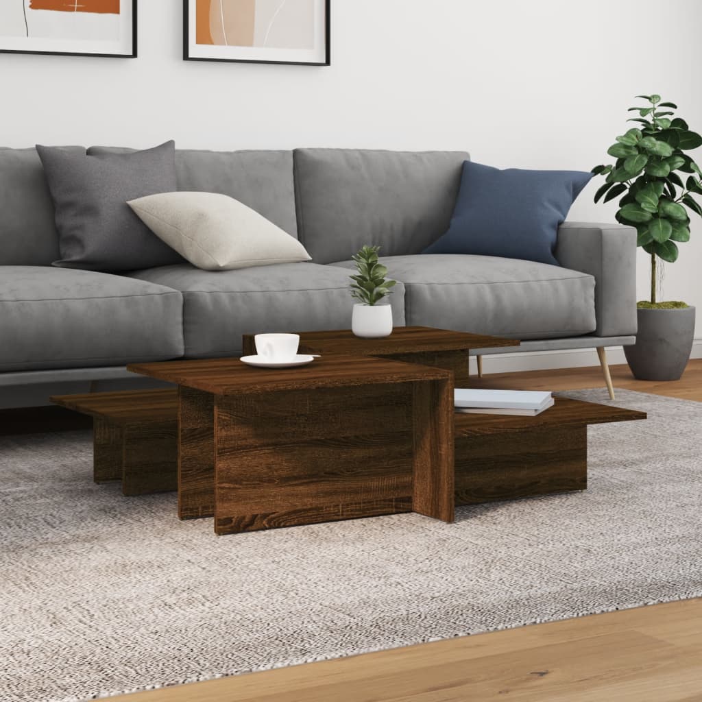 Mesa de centro 2 uds madera contrachapada dorada