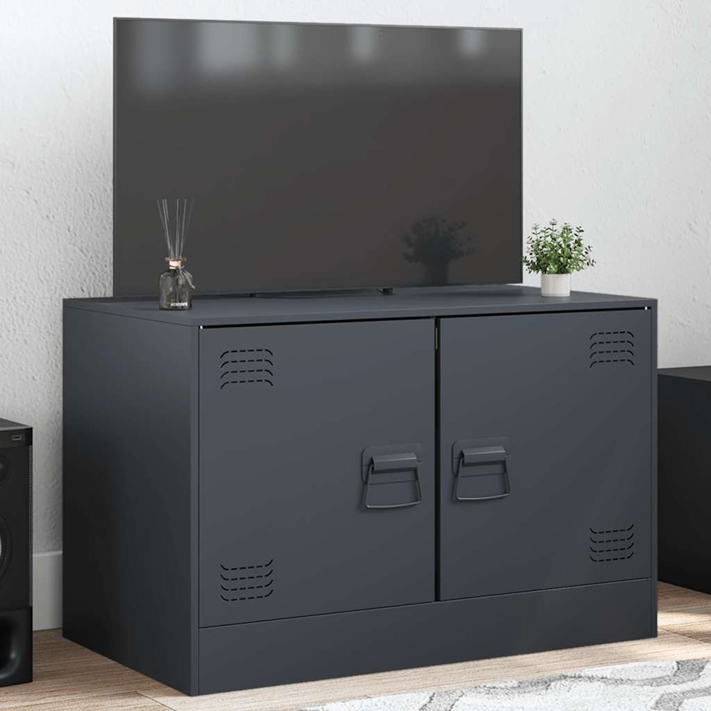Mueble de TV madera maciza mango marrón y negro 100x33,5x46 cm