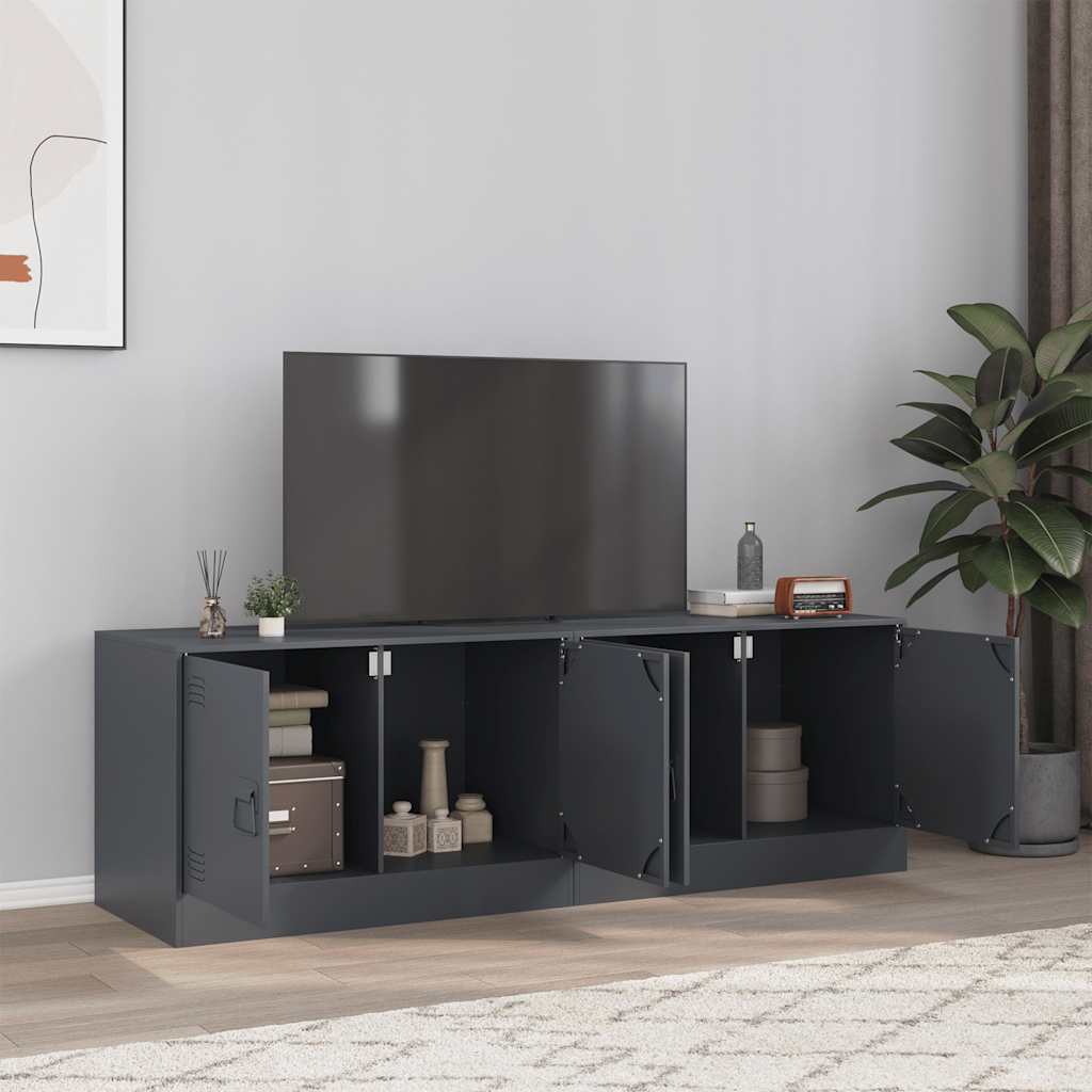 Mueble TV 2 uds madera contrachapada gris hormigón 80x31,5x36cm