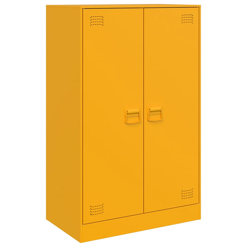 Aparador de aço amarelo-mostarda 67x39x107 cm