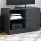 Mueble de TV madera maciza mango marrón y negro 100x33,5x46 cm