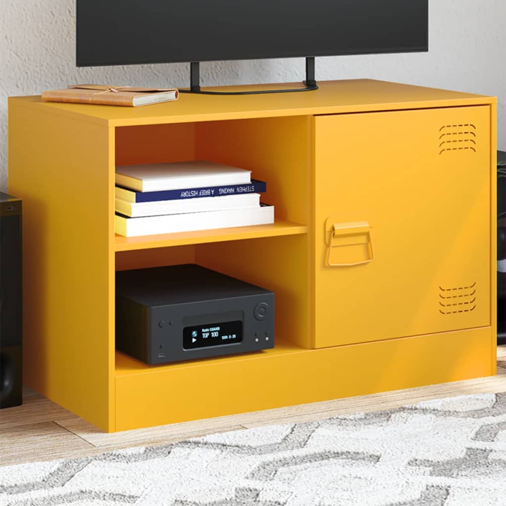 Mueble de TV madera maciza mango marrón y negro 100x33,5x46 cm