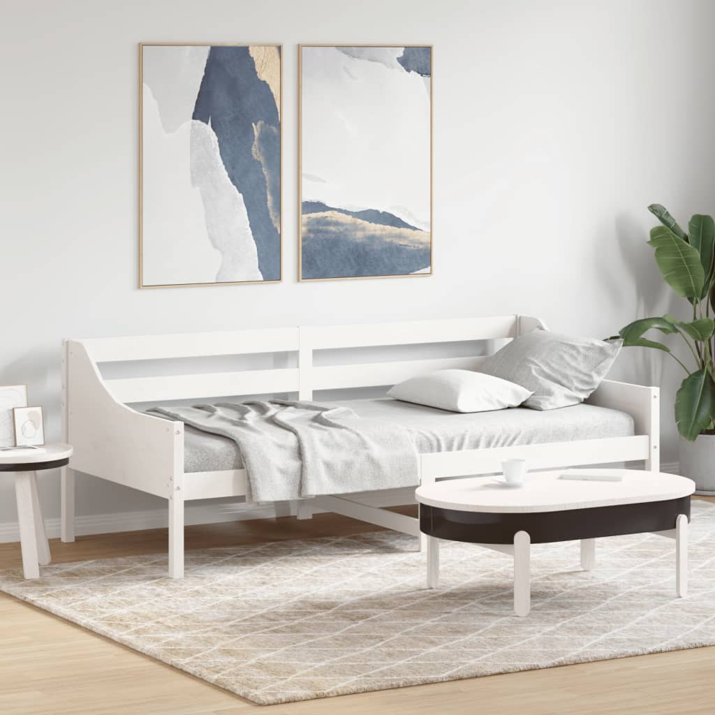 Daybed frame without mattress white 100x200 cm solid pine wood