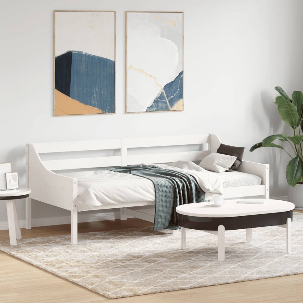Daybed frame without mattress white 100x200 cm solid pine wood