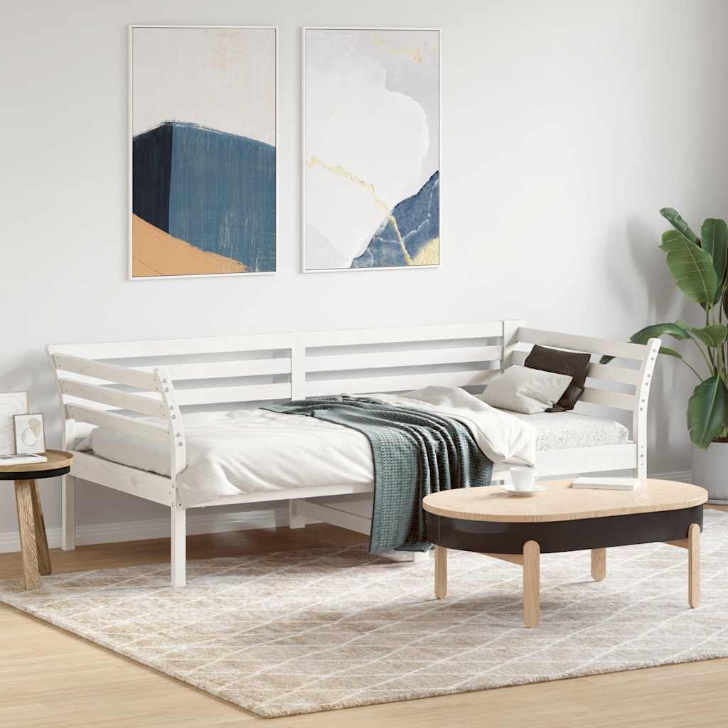Daybed frame without mattress white 100x200 cm solid pine wood