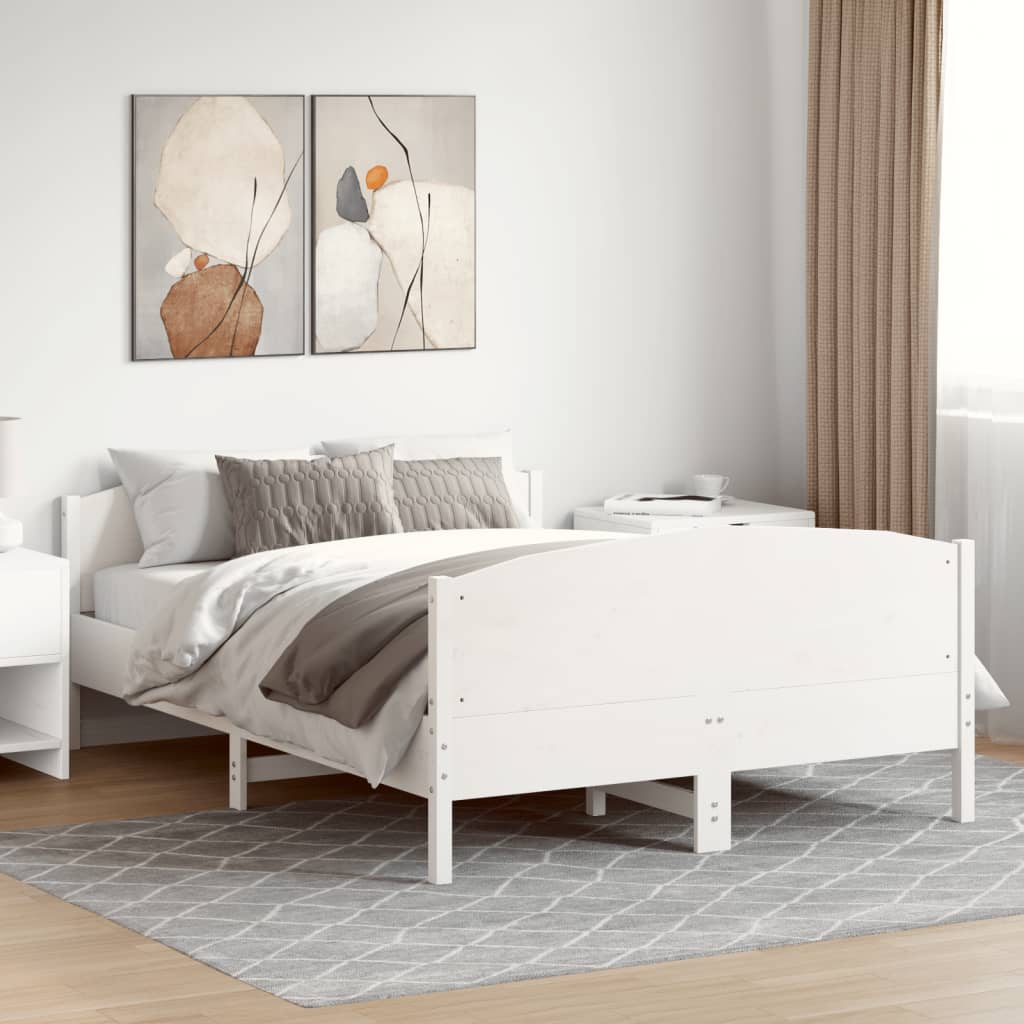 Estructura de cama madera maciza de pino blanco 120x190 cm