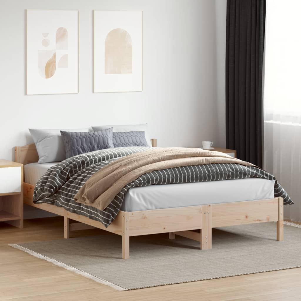 Estructura de cama madera maciza de pino blanco 120x190 cm