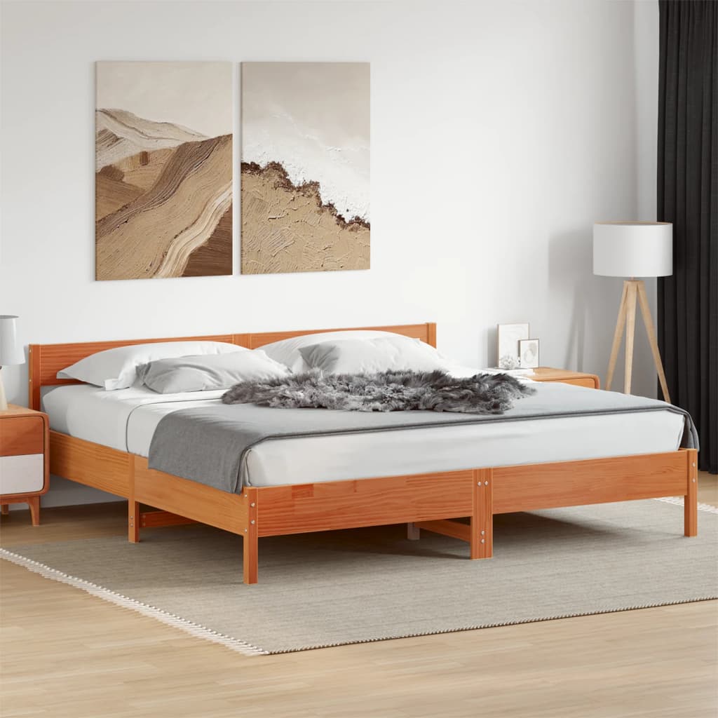 Cama sin colchón madera maciza de pino blanca 180x200 cm