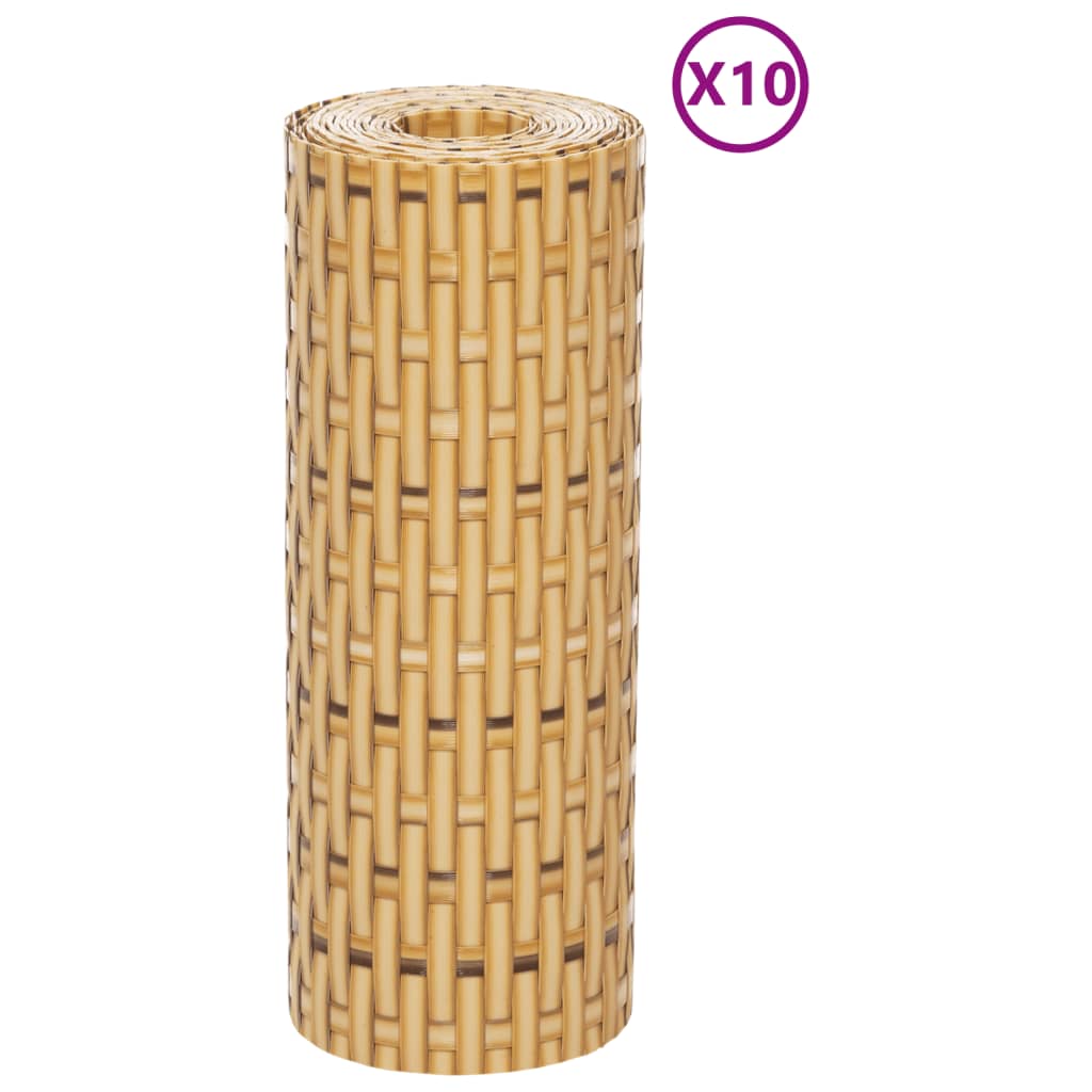 Balcony Privacy Screens 10 pcs Light Brown Synthetic Rattan 255x19 cm