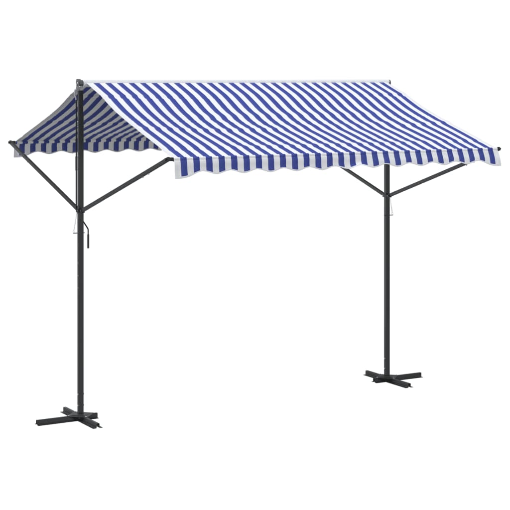 Toldo de pie tela y acero azul y blanco 300x300 cm