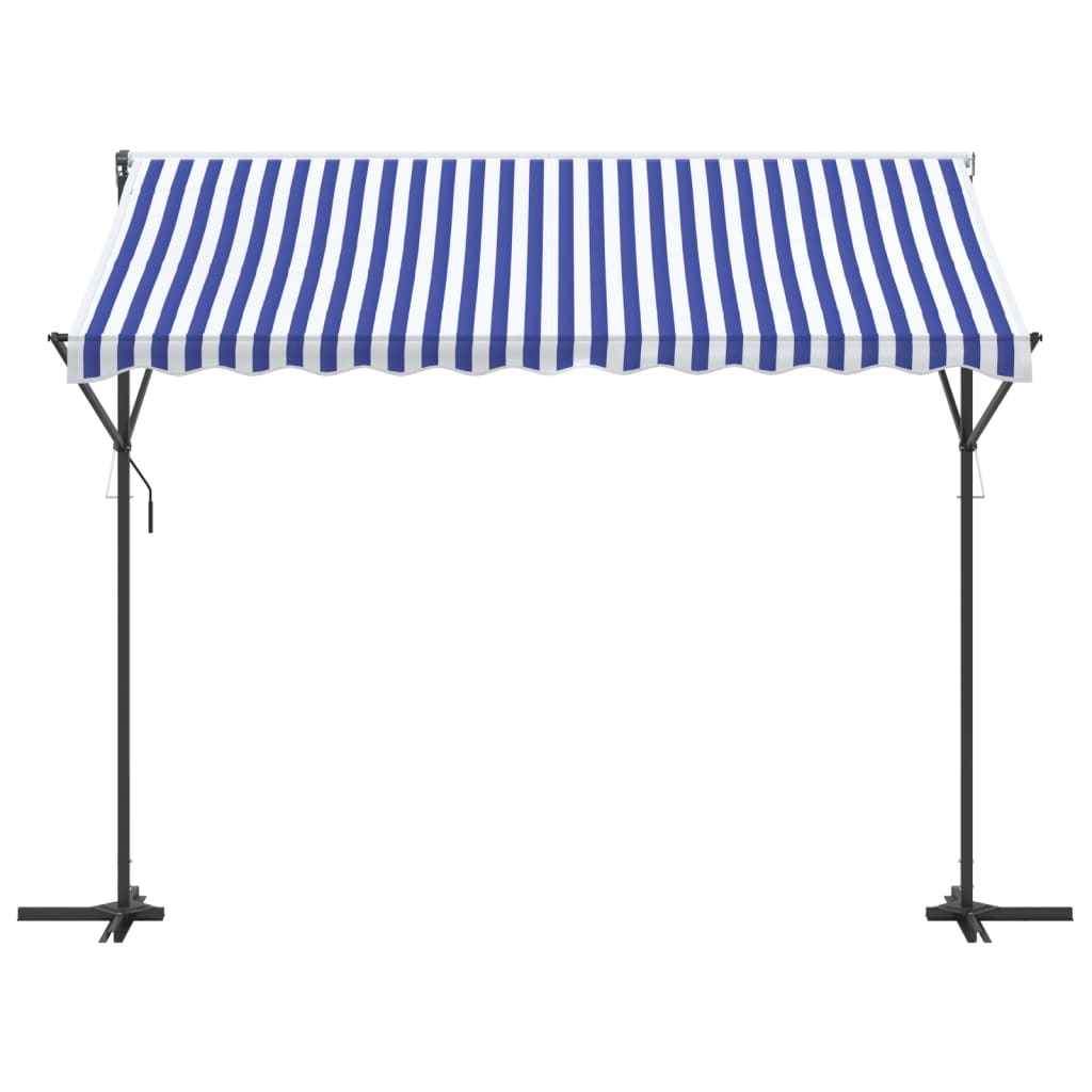Toldo de pie tela y acero azul y blanco 300x300 cm