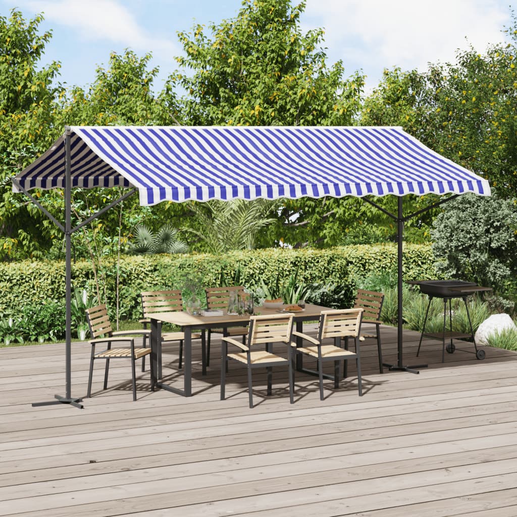 Toldo de pie tela y acero azul y blanco 300x300 cm