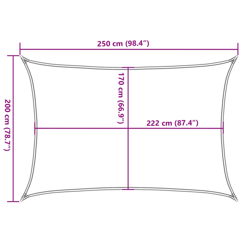 Toldo de vela poliéster oxford 100% arena 2,5x2 m