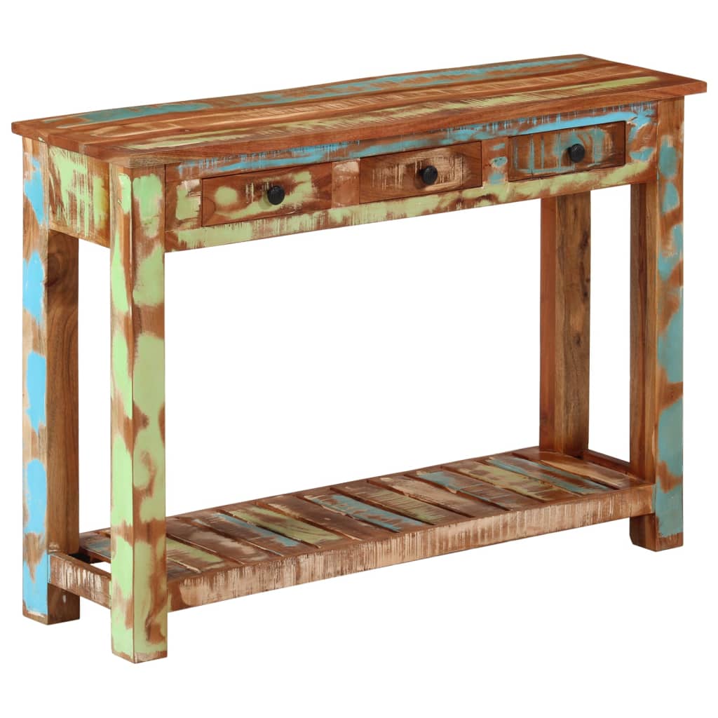 Mesa consola madera maciza reciclada 110x30x76 cm