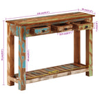 Mesa consola madera maciza reciclada 110x30x76 cm