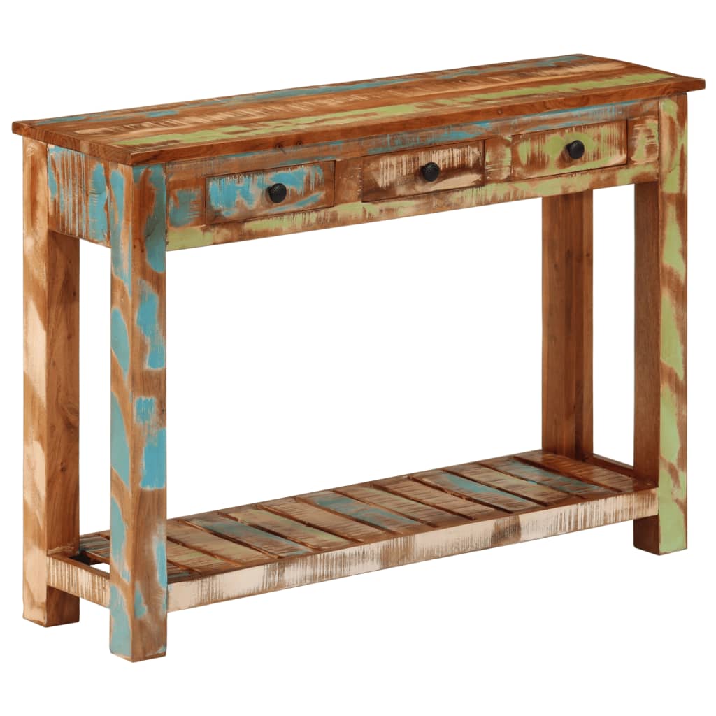 Mesa consola madera maciza reciclada 110x30x76 cm