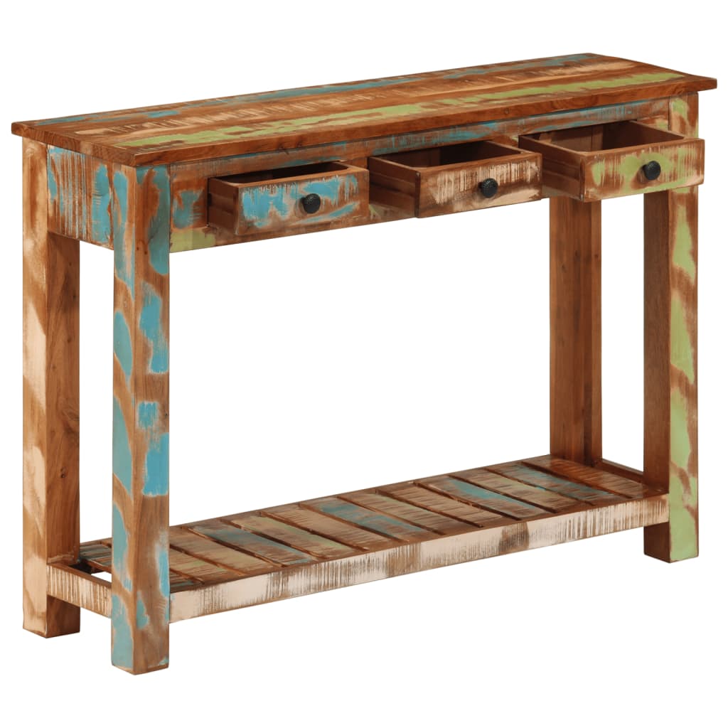 Mesa consola madera maciza reciclada 110x30x76 cm