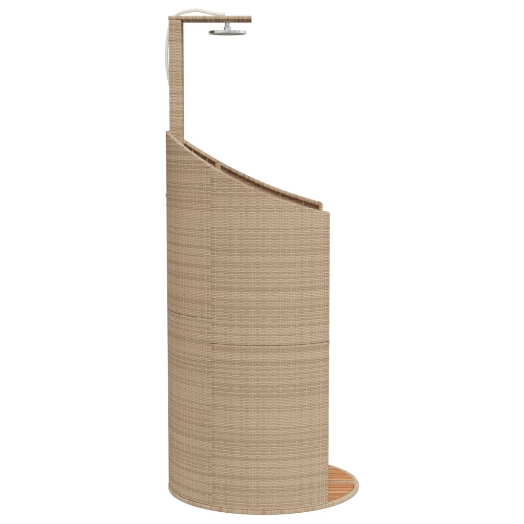 Ducha de exterior ratán PE y acacia beige 100x100x241,5 cm