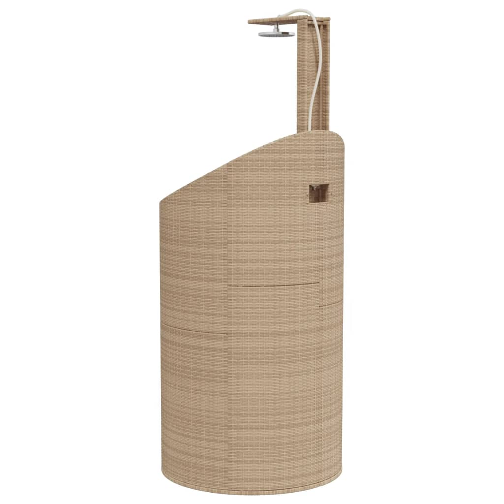 Ducha de exterior ratán PE y acacia beige 100x100x241,5 cm