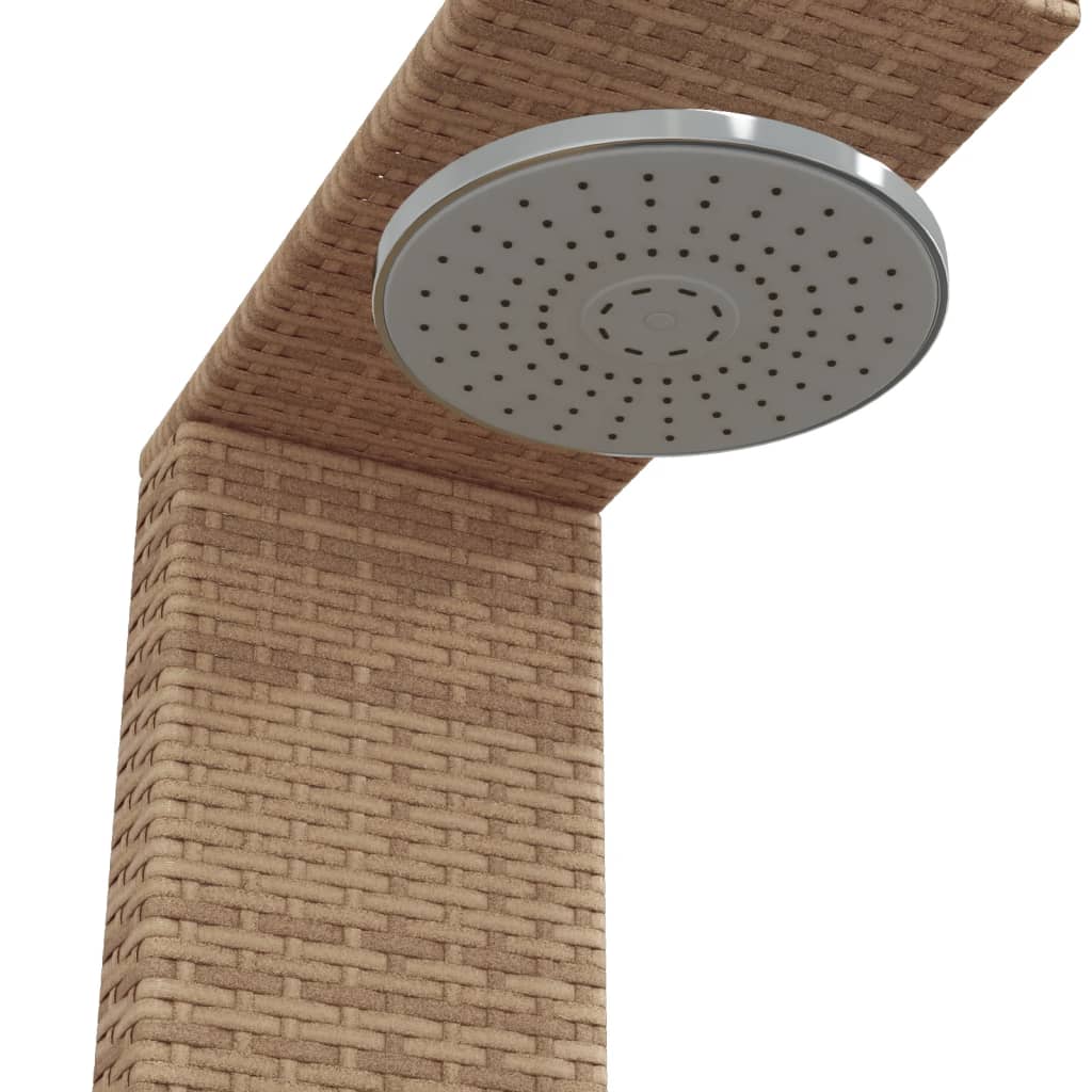 Ducha de exterior ratán PE y acacia beige 100x100x241,5 cm