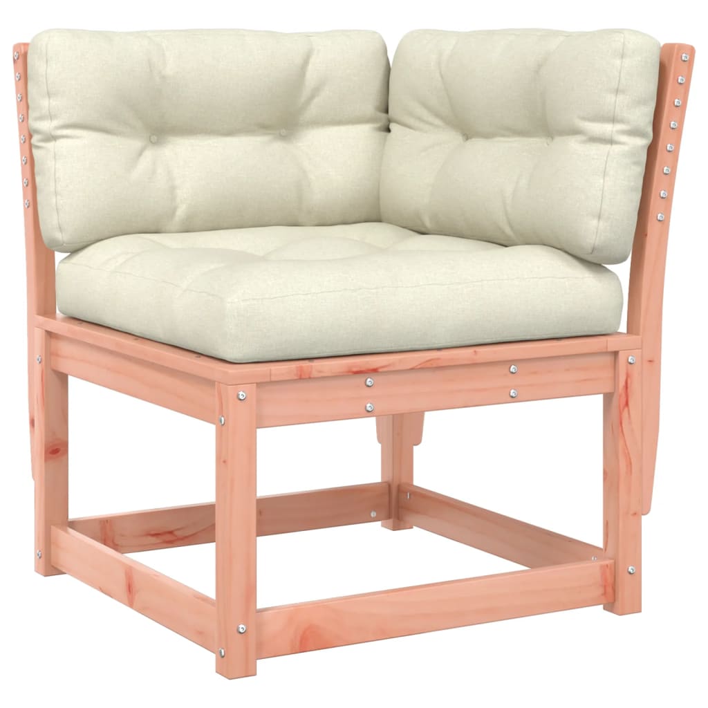 Sofá esquinero de jardín con cojines madera Douglas 73x73x78 cm