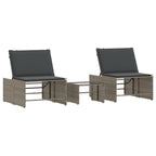Tumbonas 2 piezas con mesa de ratán sintético gris