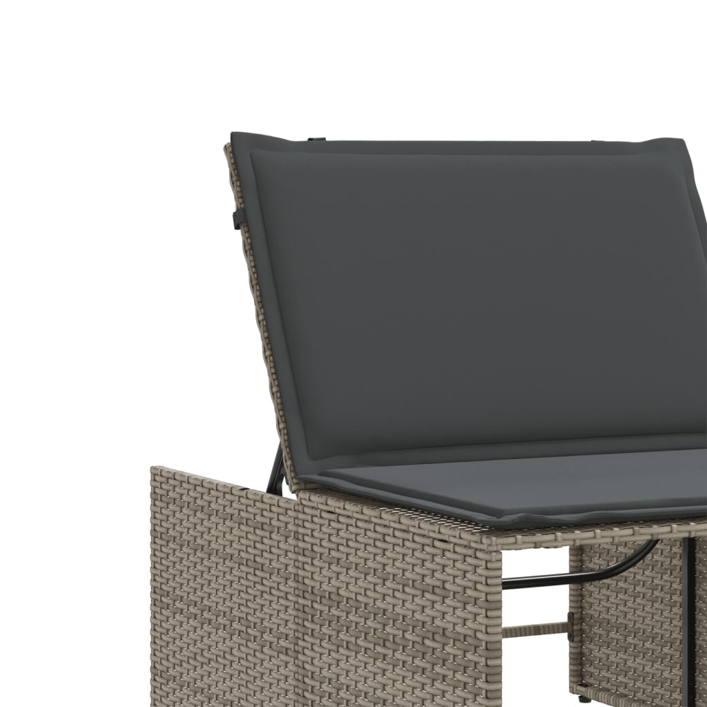 Tumbonas 2 piezas con mesa de ratán sintético gris