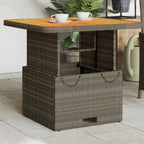 Mesa de jardín ratán PE y madera acacia gris 110x110x71 cm
