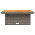 Mesa de jardín ratán PE y madera acacia gris 110x110x71 cm