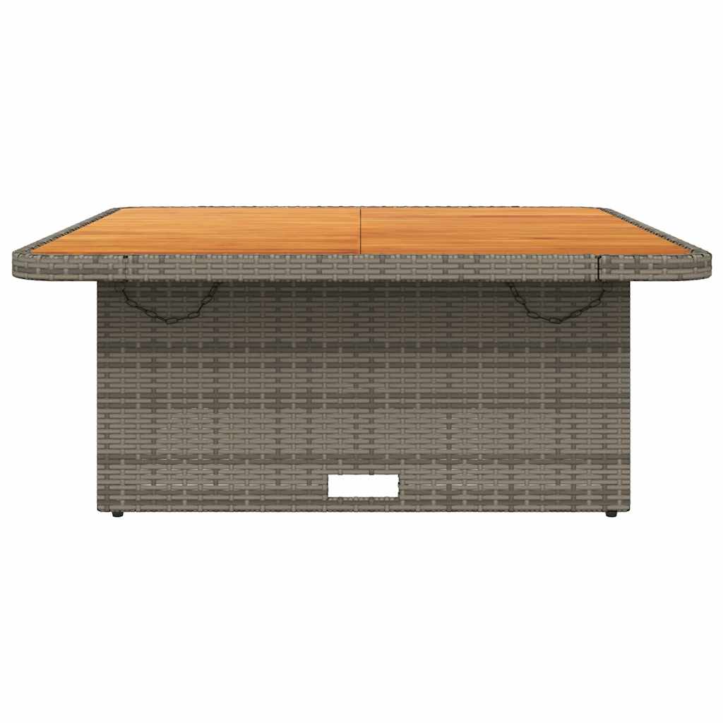 Mesa de jardín ratán PE y madera acacia gris 110x110x71 cm