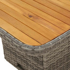 Mesa de jardín ratán PE y madera acacia gris 110x110x71 cm