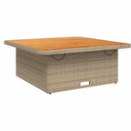 Garden dining table acacia wood and PE rattan beige 110x110x71 cm