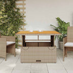 Garden dining table acacia wood and PE rattan beige 110x110x71 cm