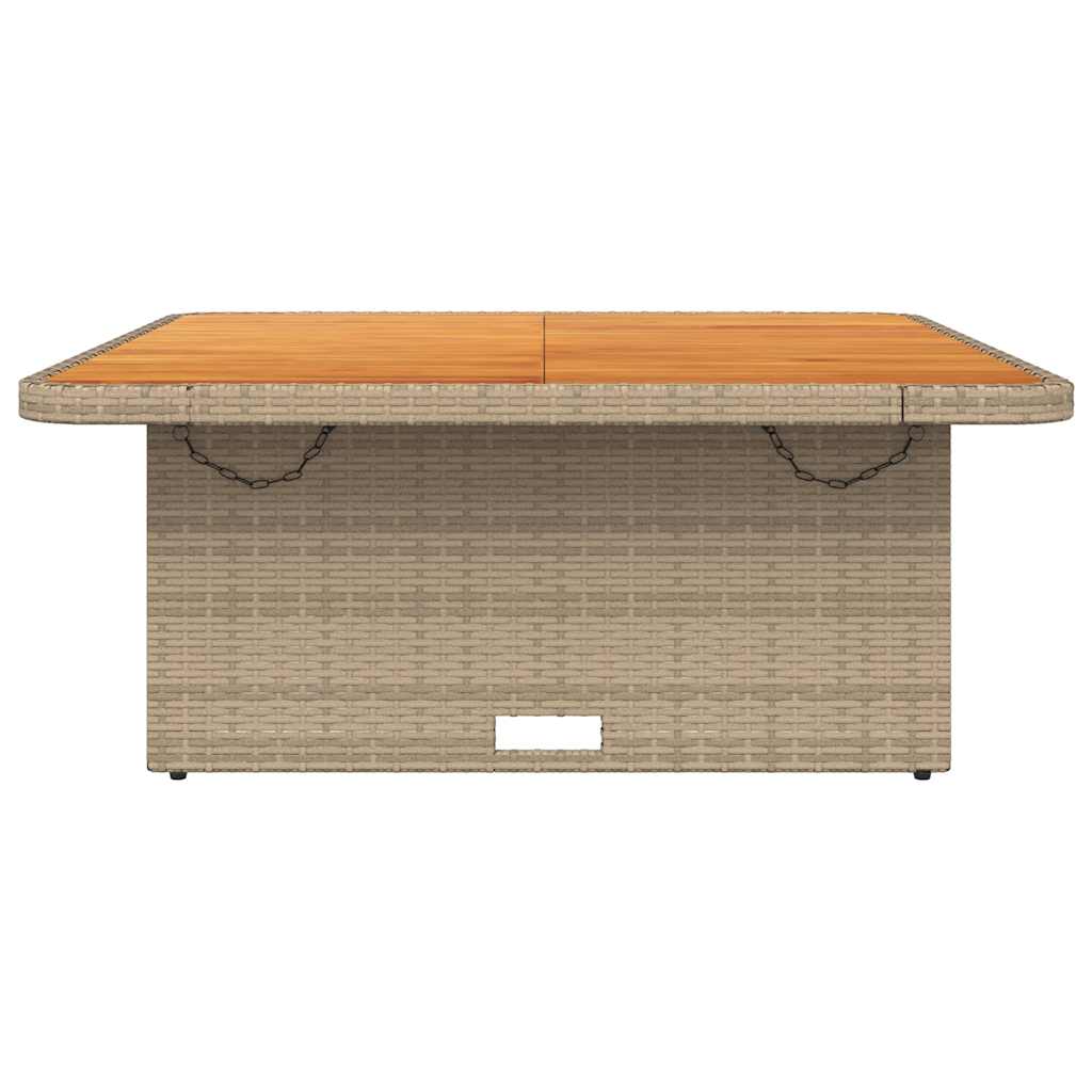Mesa de jardín madera de acacia y ratán PE beige 110x110x71 cm