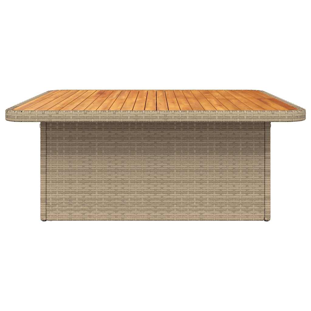 Garden dining table acacia wood and PE rattan beige 110x110x71 cm
