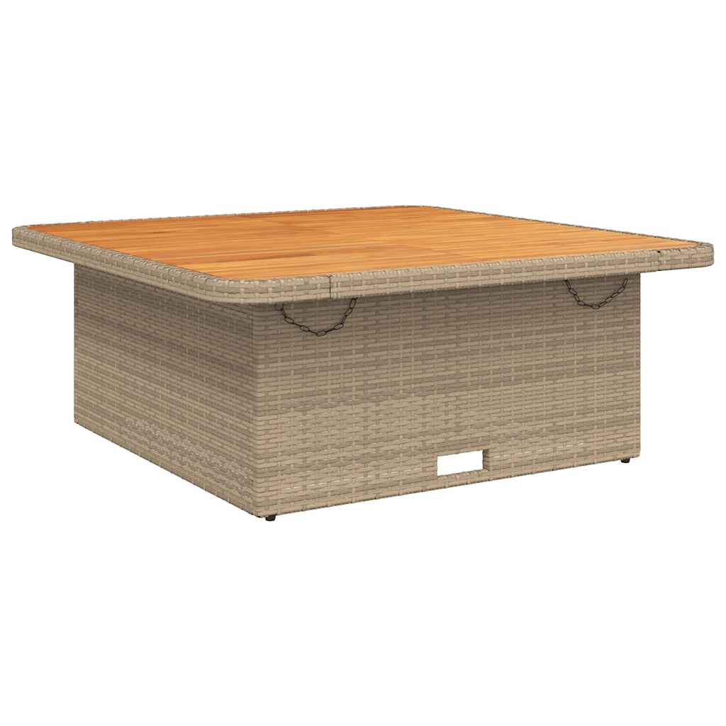 Garden dining table acacia wood and PE rattan beige 110x110x71 cm