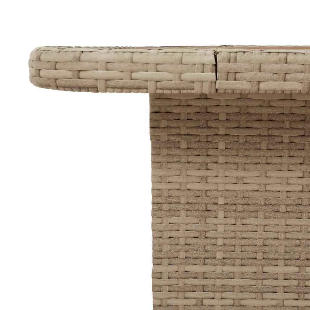 Garden dining table acacia wood and PE rattan beige 110x110x71 cm