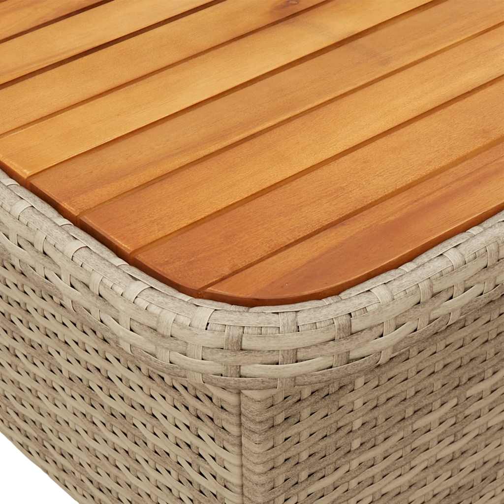 Garden dining table acacia wood and PE rattan beige 110x110x71 cm