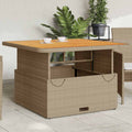 Garden dining table acacia wood and PE rattan beige 110x110x71 cm