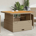 Garden dining table acacia wood and PE rattan beige 110x110x71 cm