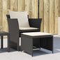 Garden armchair with footrest in synthetic rattan, beige