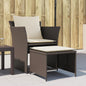 Garden armchair with footrest in synthetic rattan, beige